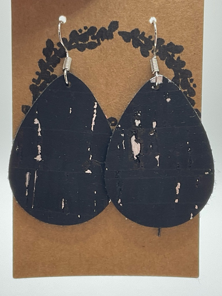 Black Teardrop Earrings With Subtle Silver Accents